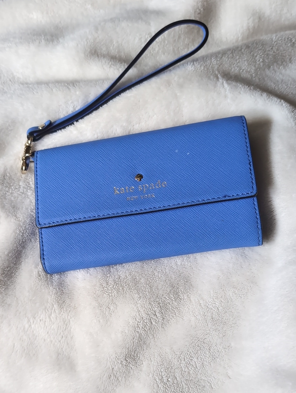 kate spade Blue Saffiano Wristlet Clutch